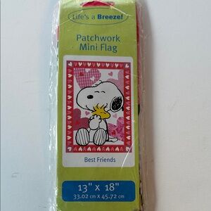 Vtg Patchwork Mini Flag Snoopy Woodstock Best Friends Valentines 13”x18”